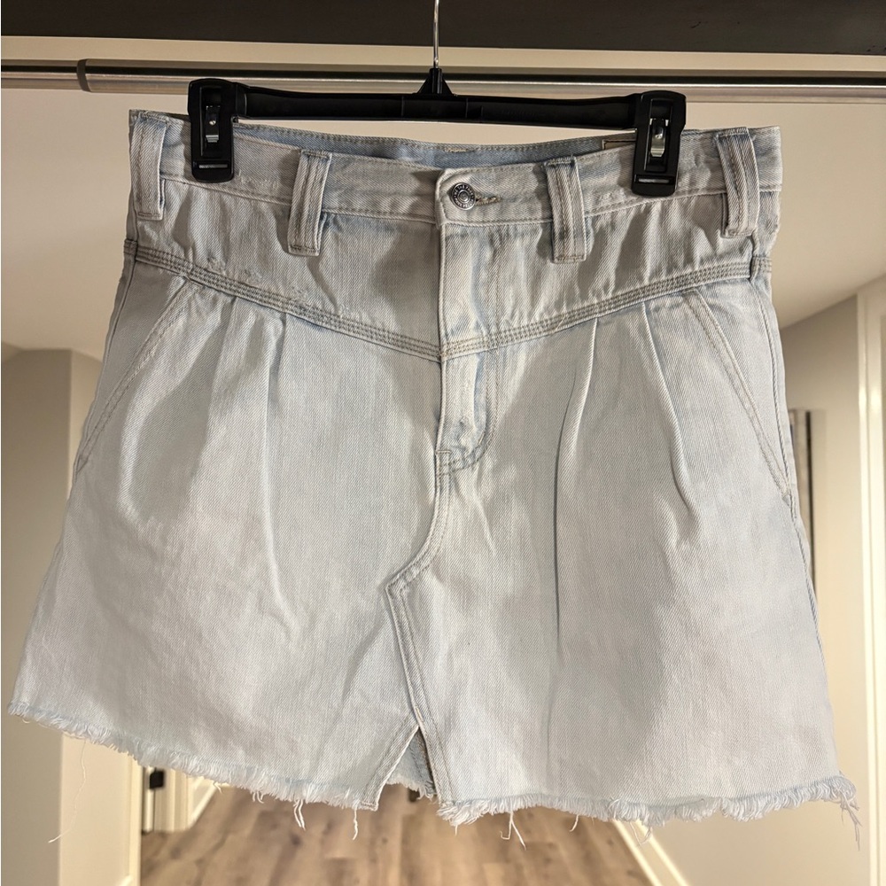 We The Free Light Blue Pleated Denim Skirt
